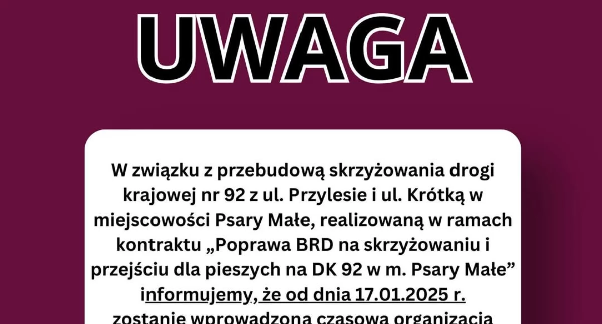 Inwestycje, Uwaga! Zmiany organizacji ruchu drodze krajowej - zdjęcie, fotografia