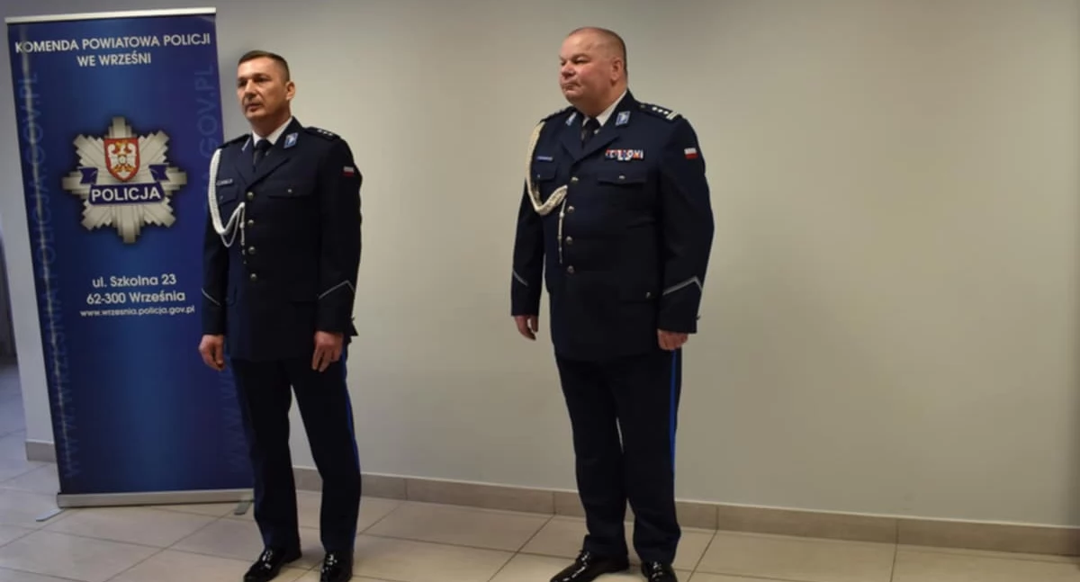 Kronika policyjna, Powitanie nowego zastępcy Komendanta Powiatowego Policji Wrześni - zdjęcie, fotografia