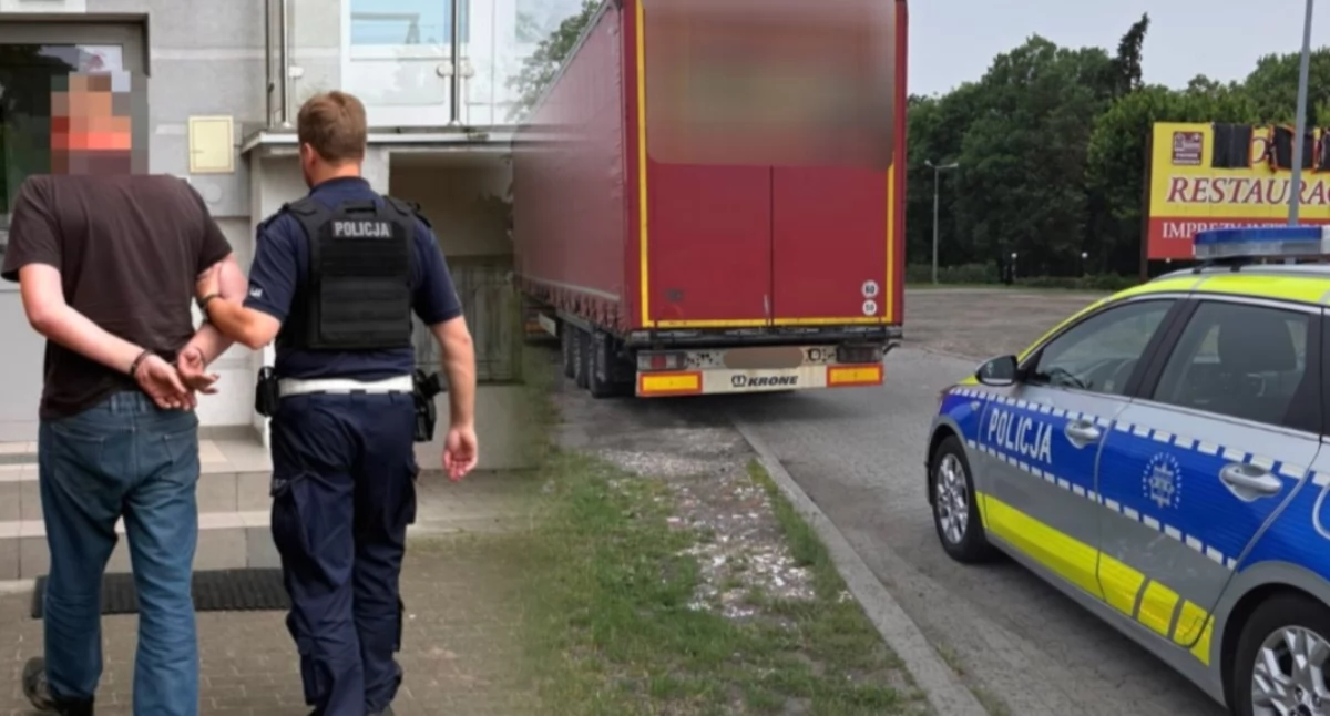 Wypadki/kolizje drogowe, Kompletnie pijany kierowca ciężarówki rękach policji! Dzięki interwencji świadka - zdjęcie, fotografia