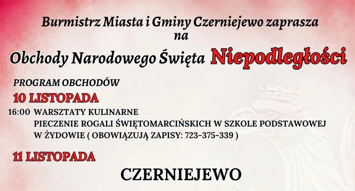 Zapowiedzi , Obchody Narodowego Święta Niepodległości Czerniejewie - zdjęcie, fotografia