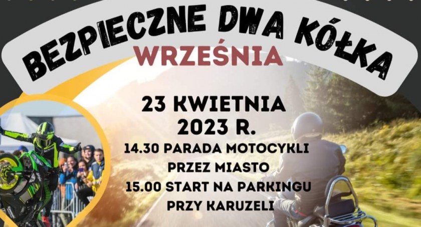 Na zdjęciu zapowiedź imprezy Bezpieczne Dwa Kółka we Wrześni 