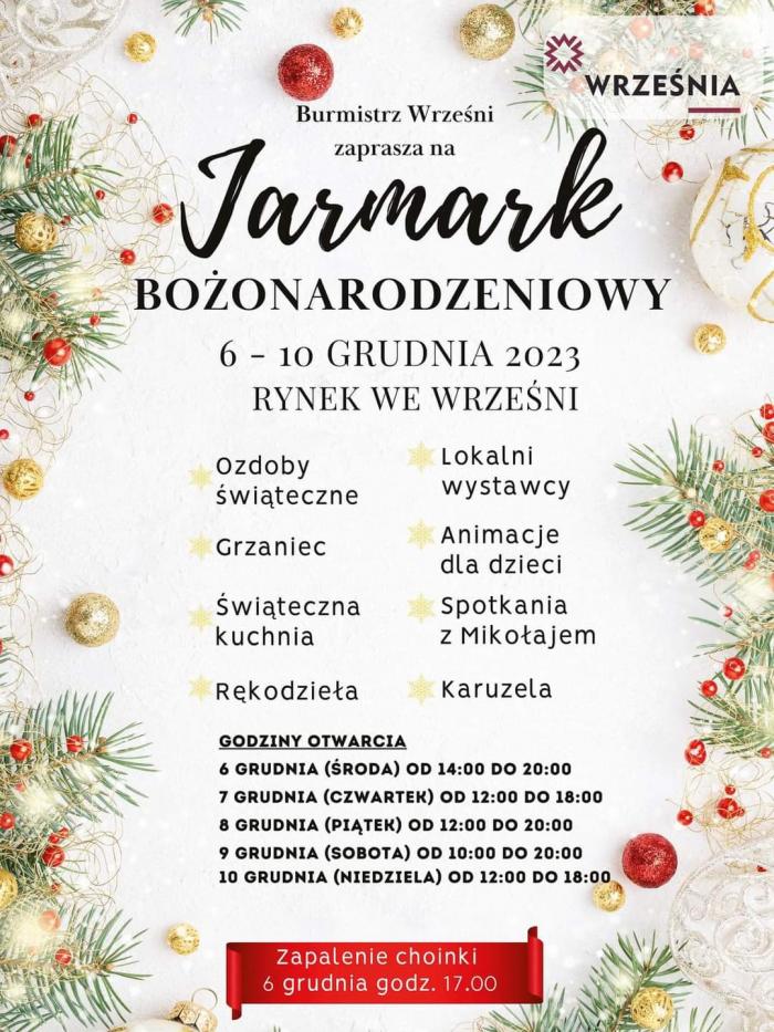 Jarmark bożonarodzeniowy we Wrześni 2023