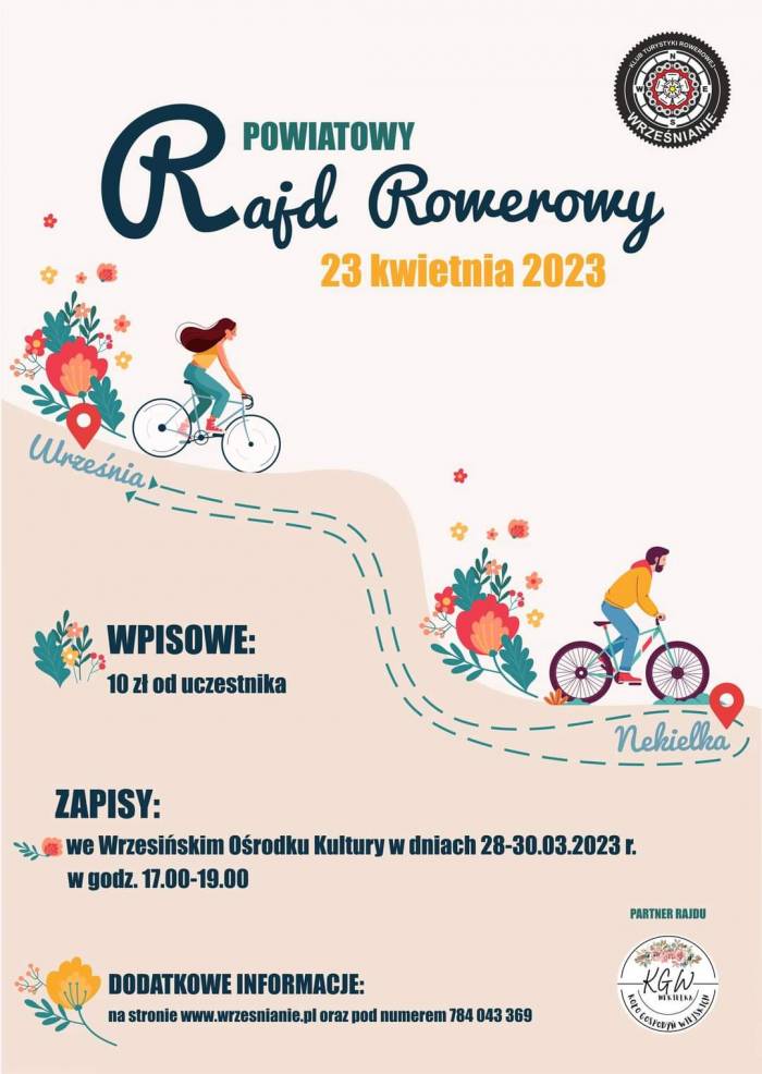 Plakat Powiatowego Rajdu Rowerowego we Wrześni