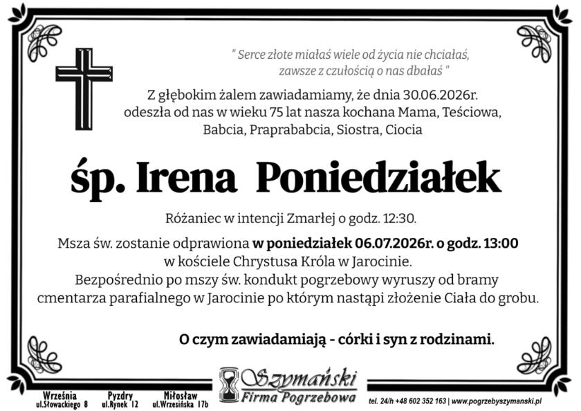 Irena Poniedziałek 