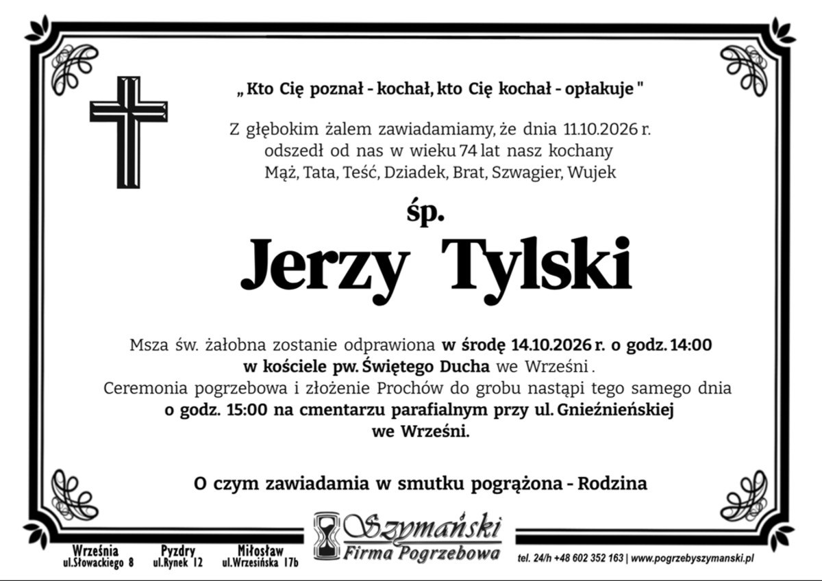 Nekrolog: śp. Jerzy Tylski, zm. 11 października 2026 r.