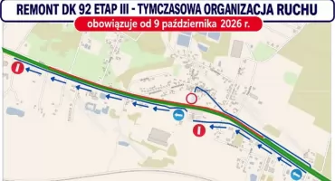 Uwaga kierowcy! Od piątku zmiana organizacji ruchu na DK92! 